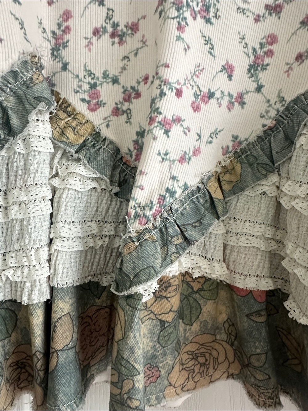 POL Cream Floral Ruffle Scoopneck Sweater with Pink and Sage Accents - Picture 3 of 9